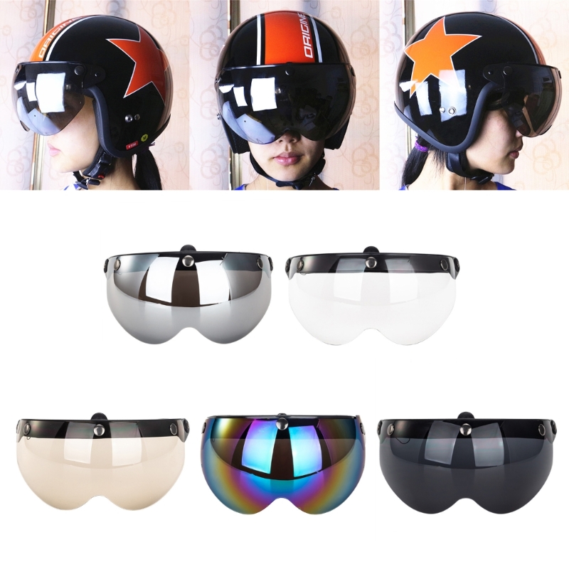 Vintage Open Face Retro Helmet - Gelembung Visor Helm untuk Universal Retro