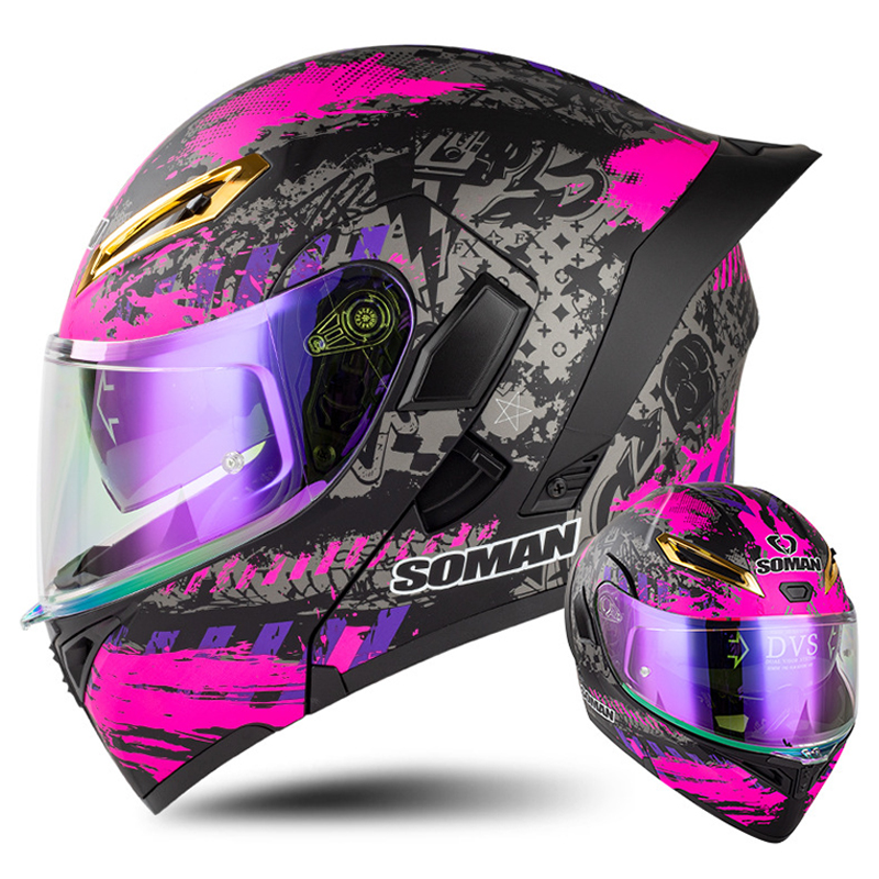 Full Face Motorcycle Helmet With Bluetooth - Helm sepeda motor pria Flip Up