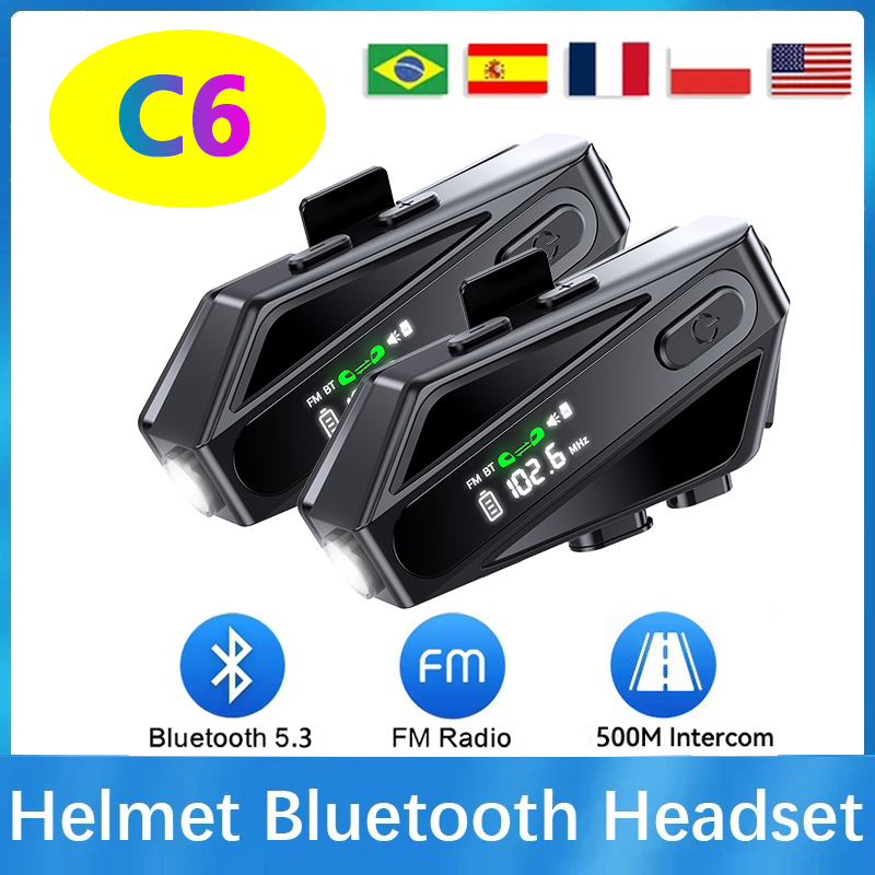 Universal Motorcycle Helmet Intercom Headset - 1/2PC C6 Helm Sepeda Motor Headset