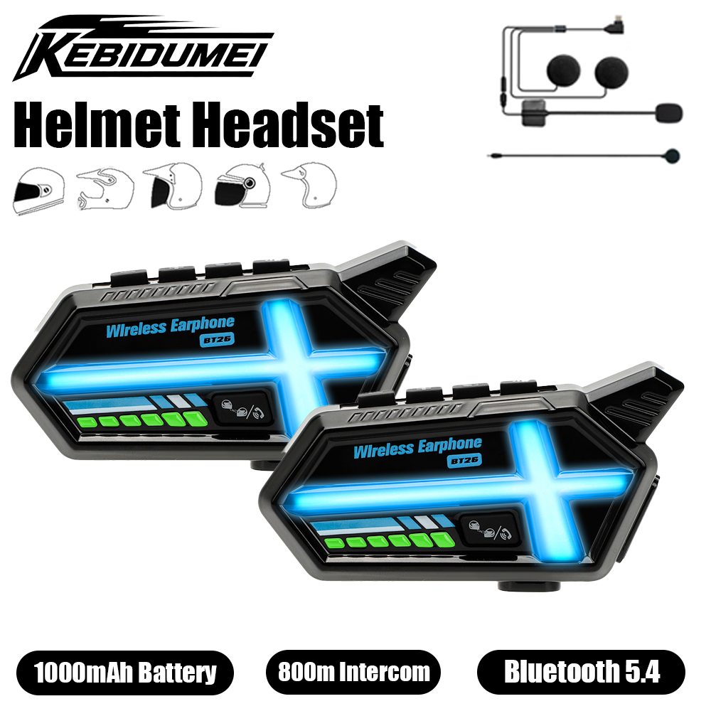 Universal Motorcycle Helmet Intercom Headset - KEBIDUMEI BT26 Headset Helm Speaker Bluetooth