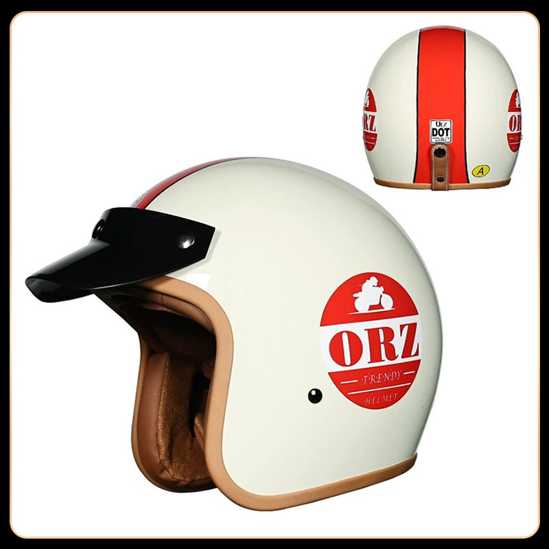 Vintage Open Face Retro Helmet - Helm Retro Vintage 3/4 Open Face