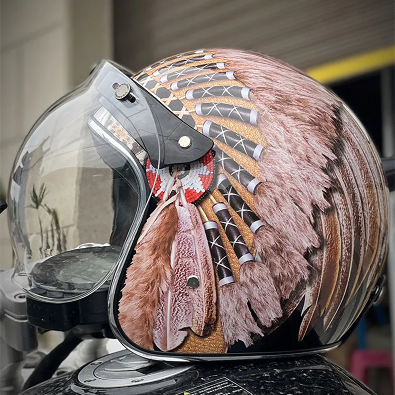 Helm Motor Retro Vintage Open  - Vintage Open Face Retro Helmet ulasan dan harga