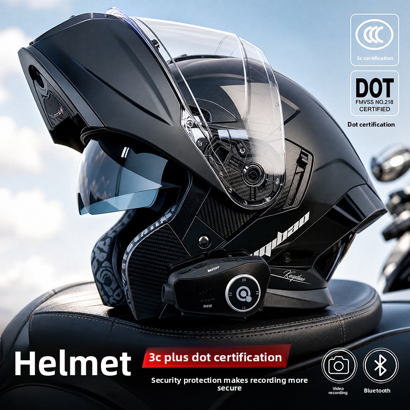Helm Motor Flip-up Kuqibao Ber - Full Face Motorcycle Helmet With Bluetooth ulasan dan harga