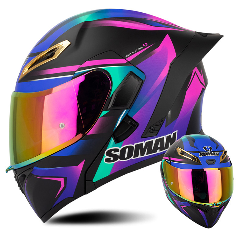 Helm sepeda motor pria Flip Up - Full Face Motorcycle Helmet With Bluetooth ulasan dan harga