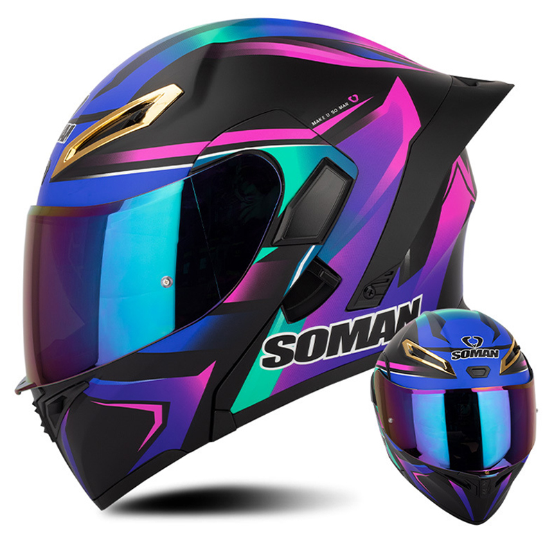 Helm sepeda motor pria Flip Up - Full Face Motorcycle Helmet With Bluetooth ulasan dan harga