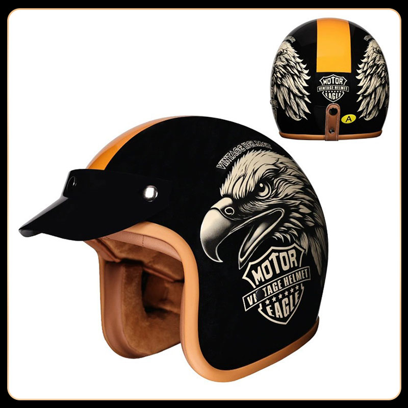 Helm Retro Vintage 3/4 Open Fa - Vintage Open Face Retro Helmet ulasan dan harga